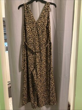 Wide Leg Jumpsuit in Leopard Print Brown